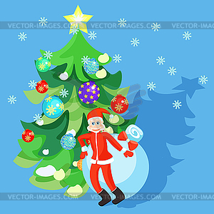 Santa Claus and Christmas tree in Christmas balls. - vector EPS clipart