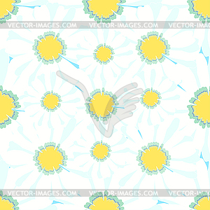 Seamless macro pattern with camomiles on yellow. - stock vector clipart