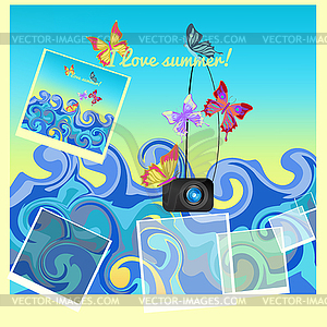 Holiday at sea in summer - vector clip art
