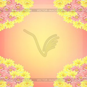 Postcard with lotuses pink, yellow - vector clipart