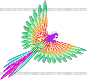 Фиолетовый Карибский попугай летающих - цветной векторный клипарт