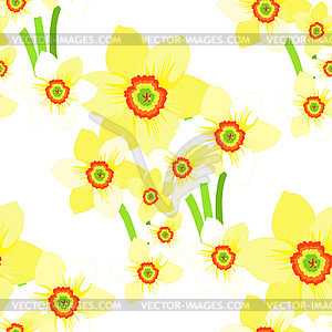 Seamless pattern bouquet of daffodils flower. - royalty-free vector clipart