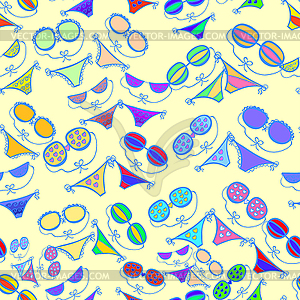Seamless pattern c separate swimwear on yellow - vector clipart / vector image