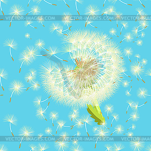 Seamless pattern dandelion in wind shatters  - vector clipart