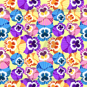 Seamless pattern flowers glade violet pansies on - vector clip art