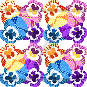 Seamless pattern flowers net violet pansies on - color vector clipart