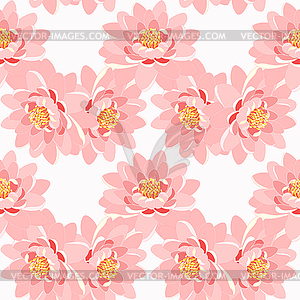 Seamless pattern lotus flower pink on white - vector clipart