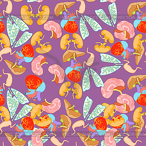 Seamless pattern of human organs inside body on - vector clip art