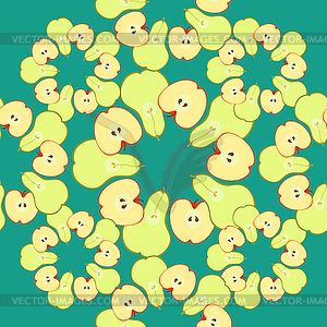 Seamless pattern with apples and pears in cut. - vector image