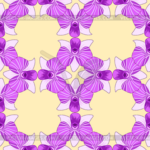 Seamless pattern Orchidea violet dendrobium on light - vector clip art