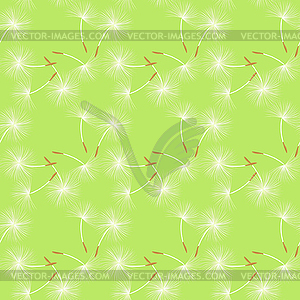 Seamless pattern pestles dandelion in wind disperse - color vector clipart