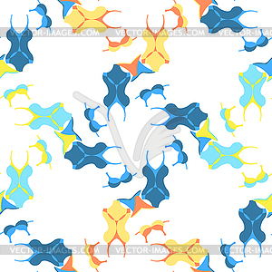 Бесшовные модели с голубой, желтый купальник - векторный рисунок