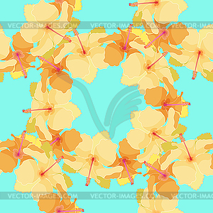 Seamless pattern with cute hibiscus - vector clip art