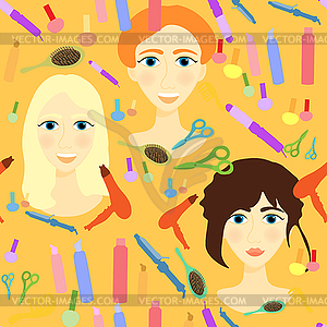 Seamless pattern with girls for beauty on an - vector clip art