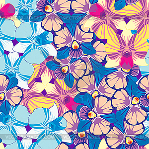 Seamless pattern with Orchidea Dendrobium continuou - vector image