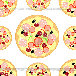 Set slice of pizza seamless pattern - vector clipart