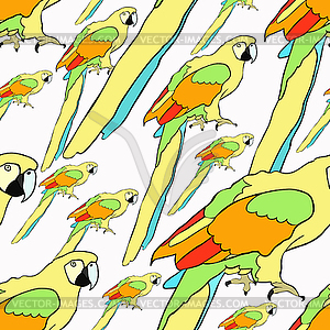 Seamless pattern yellow parrot Caribbean. - vector clipart