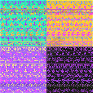 Set hohloma seamless pattern of orange, green. - royalty-free vector clipart