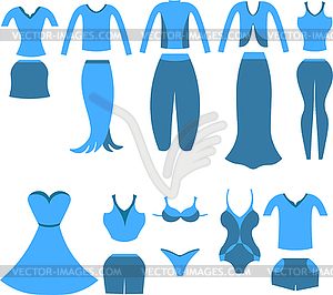 Комплект одежды для женщин и девочек - векторное изображение клипарта