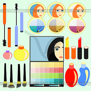 Set of cosmetics for girls, women - vector clipart