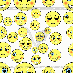 Set of emoticons sad, happy seamless - vector clip art