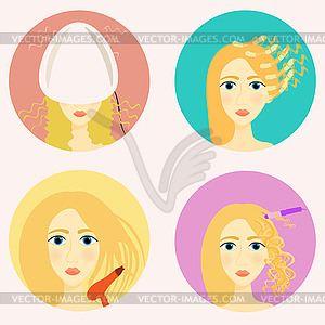 Set of icons for girls beauty salon and barber shop - stock vector clipart