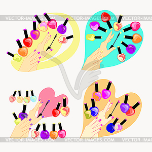 Set of products for care and nail decoration for - vector image