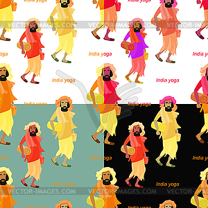Set of seamless pattern man yoga - vector EPS clipart