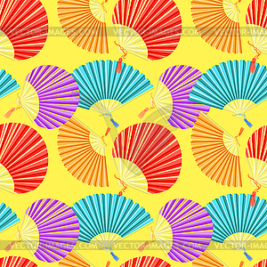 Seamless pattern colorful Japanese fan of on - vector image