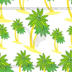 Seamless pattern couple of palm trees on island. - vector image