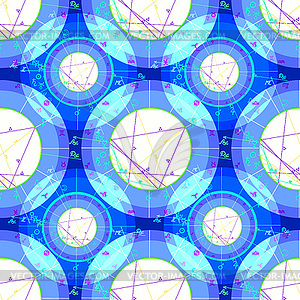 Seamless pattern natal astrological chart, zodiac - vector image