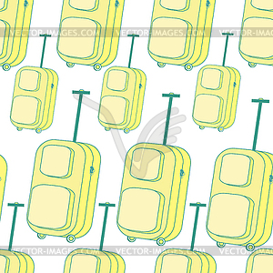 Suitcase, baggage yellow seamless pattern - vector image