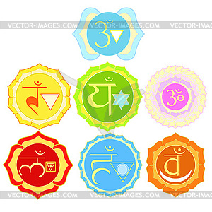 Индийский чакра набор цвет - иллюстрация в векторном формате