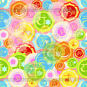 Indian chakra seamless pattern color - vector clip art