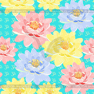 Seamless pattern lotus meditating - vector clipart