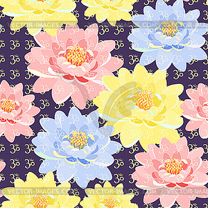 Seamless pattern lotus meditating - vector clip art