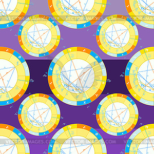 Seamless pattern natal astrological chart, zodiac - vector clipart