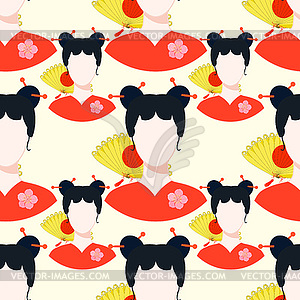 Seamless pattern with Japanese girl - vector image