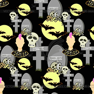 Seamless pattern with skulls punk girl - vector image