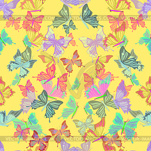 Seamless pattern lovely multicolored butterflies - vector image