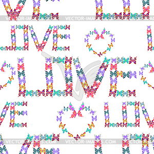 Бесшовные милые разноцветные бабочки - изображение в векторе