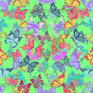 Seamless pattern lovely multicolored butterflies - vector clip art