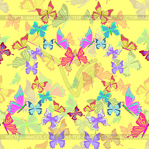 Бесшовные милые разноцветные бабочки эт - векторный клипарт / векторное изображение