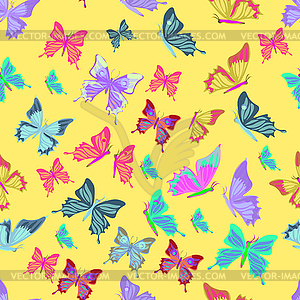 Seamless pattern lovely multicolored butterflies - stock vector clipart