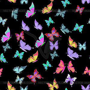 Seamless pattern lovely multicolored butterflies - vector clipart