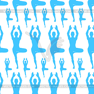 Seamless pattern man is stand meditating - vector clipart