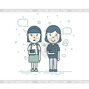 Cute pupils students - vector image