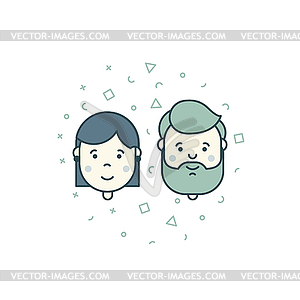 Man woman user icons - vector clip art