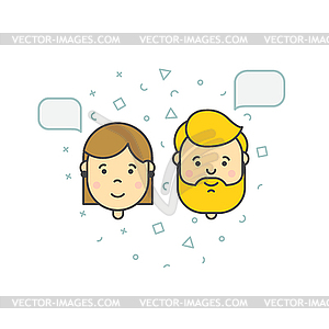 Man woman speech bubble icons - color vector clipart