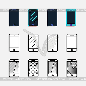 Smartphone icons set - vector image